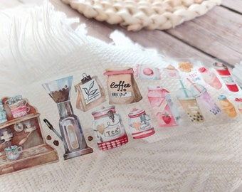 A Perfect Week Daily Life Routine Coffee Girl Fashion Fun Event Watercolor Washi PET Tape ｜ Stationery Junk Journal Scrapbooking Planner