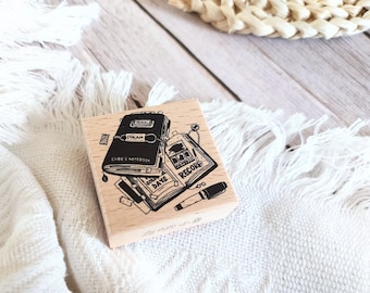 Journal Writer Traveler's Notebook Collage Spread Wood-Mounted Rubber Stamp – Stationery Junk Journal Supplies Scrapbooking DIY Planner