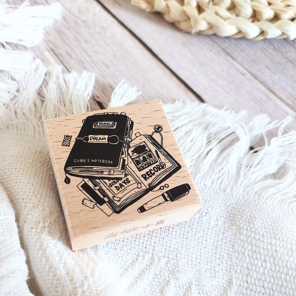 Journal Writer Traveler's Notebook Collage Spread Wood-Mounted Rubber Stamp – Stationery Junk Journal Supplies Scrapbooking DIY Planner