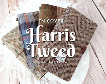 Harris Tweed Traveler's Notebook TN Cubierta hecha a mano Tela de patrón tejido a mano ｜ Papelería Junk Journal Supplies Collage Scrapbooking Planner