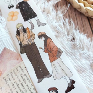 Chill Girl Daily Fashion Korean Style Aesthetic Hand-drawing Washi PET Tape Stationery Journal Supplies Collage Scrapbooking Planner image 5