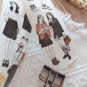 Chill Girl Daily Fashion Korean Style Aesthetic Hand-drawing Washi PET Tape Stationery Journal Supplies Collage Scrapbooking Planner image 2