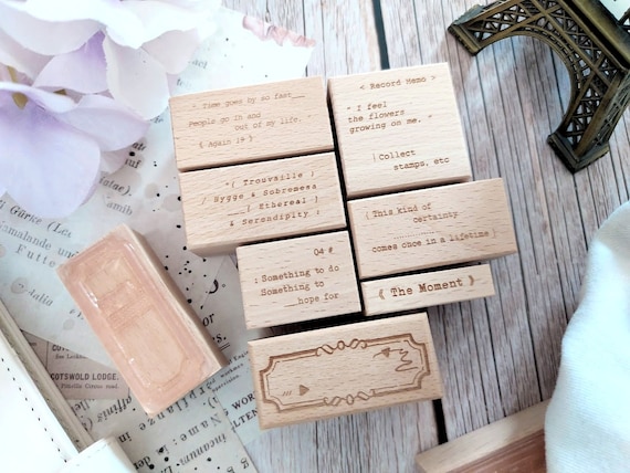 Vintage Rubber Stamp English Words Phrase Inspiration Sentiments Frame Label – Stationery Junk Journal Supplies Collage Scrapbooking Planner