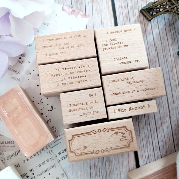 Vintage Rubber Stamp English Words Phrase Inspiration Sentiments Frame Label - Stationery Junk Journal Supplies Collage Scrapbooking Planner