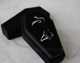 Coffin Ring Box | Black Coffin Jewelry Box | Gothic Jewelry, Black Coffin Jewelry Box with Black Interior