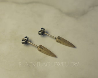 Handgefertigte Dolch-Ohrringe, Unisex Schmuck, Messer-Ohrstecker, Sterlingsilber