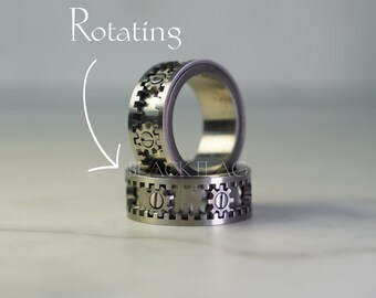 Rotierender Zahnradring aus Edelstahl für Männer, industrielles Spinning-Fidget-Band, von Maschinenbauingenieuren inspirierter Schmuck, Geschenk für Autoliebhaber