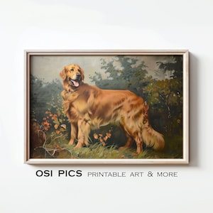 Vintage Retriever Painting, Antique Retriever Print, Farmhouse Decor, Rustic Fine Art, Dog Lover Gift, Digital Download, Printable Wall Art