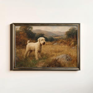 Vintage Soft Coated Wheaten Terrier Painting, Rustic Wheaten Terrier Print, Antique Wheatie Portrait, Digital Downloads, Printable Wall Art