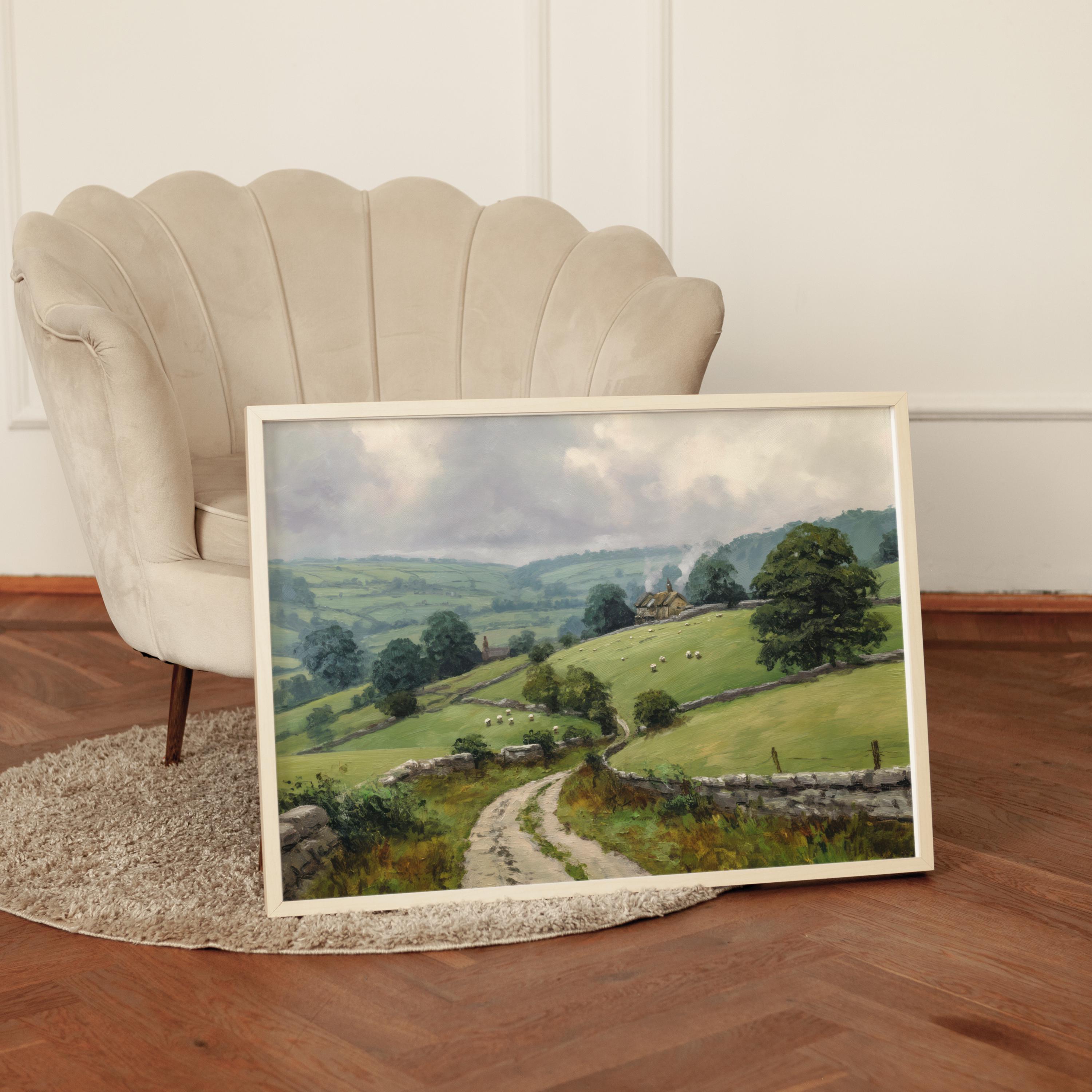 Vintage English Countryside Landscape Wall Art Print, Rustic Summer ...