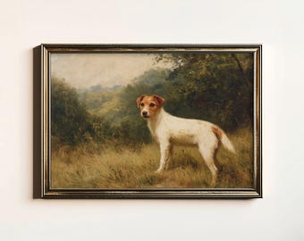 Cuadro vintage de Jack Russell Terrier, lámina decorativa rústica de Jack Russell Terrier para pared, decoración de granja, descarga digital, arte mural imprimible