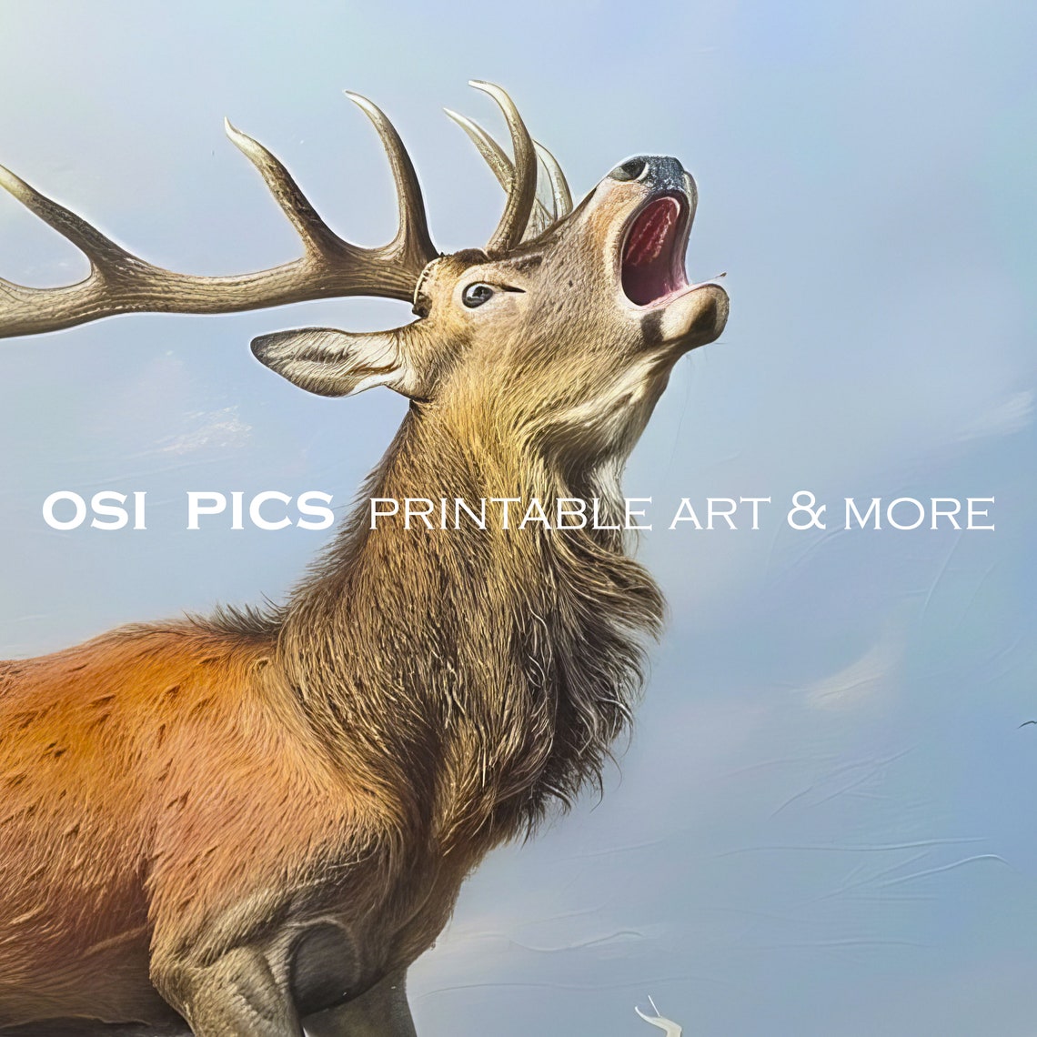 Rustic Deer Painting | Vintage Landscape Painting | Hunting Deer Art ...