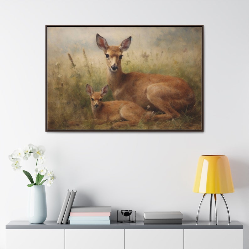 Vintage Roe Deer Painting Old Roe Deer Print Farmhouse Decor Rustic ...