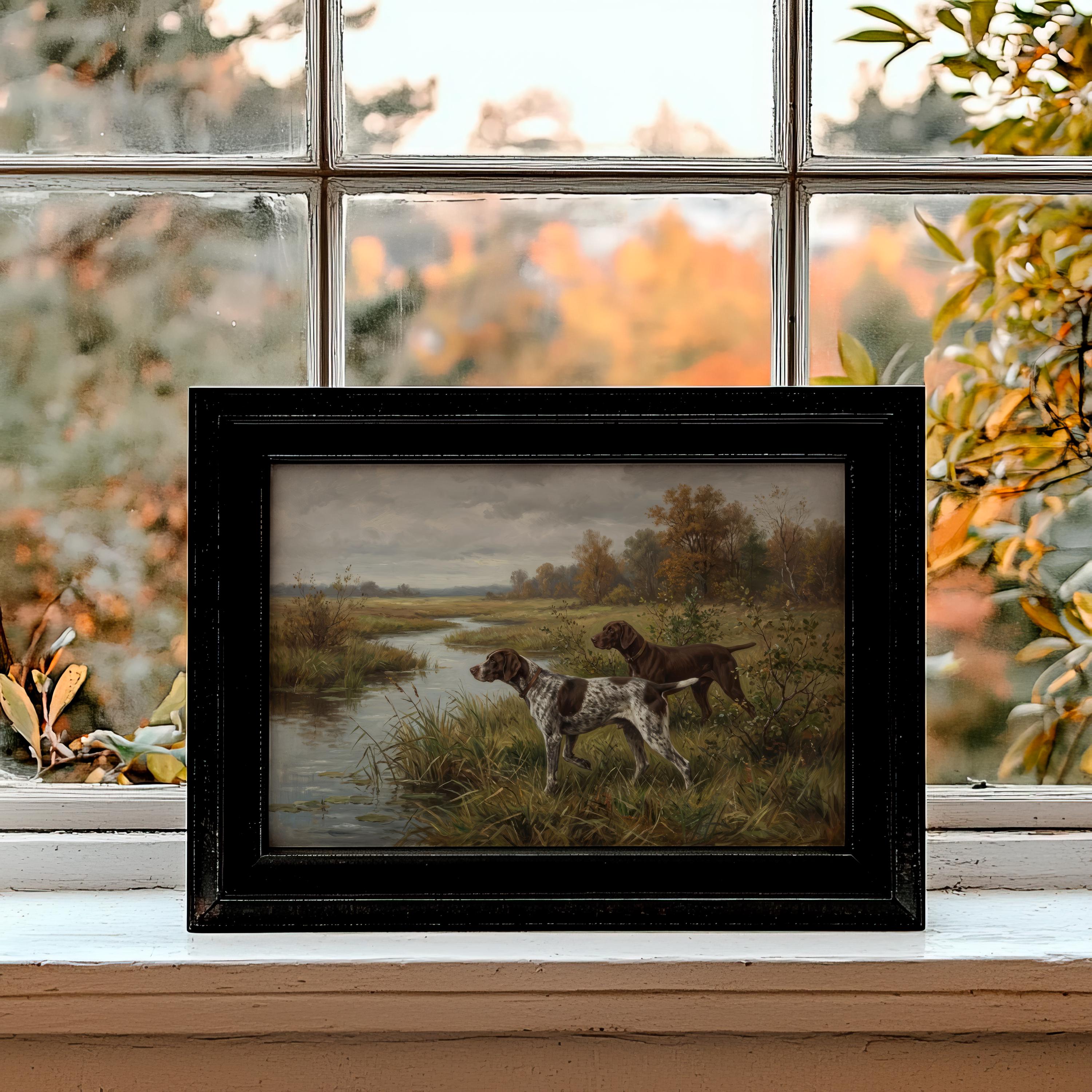 Vintage German Shorthaired Pointer Painting, Rustic Pointer Print ...