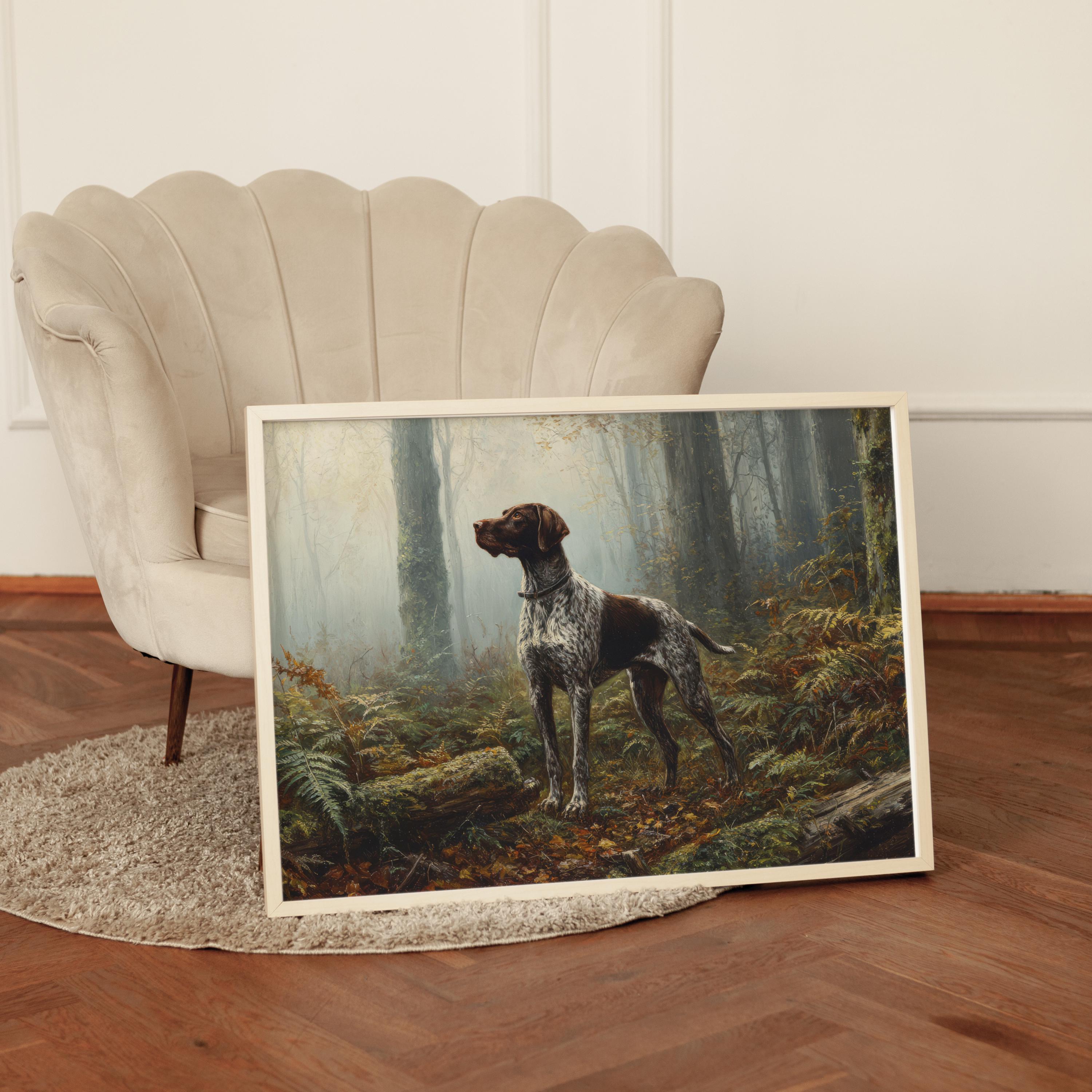 Vintage German Shorthaired Pointer Painting, Rustic Pointer Print ...