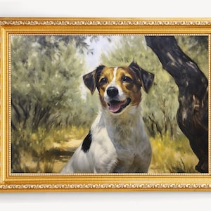 Vintage Jack Russell Terrier Painting | Old Dog Print | Rustic Fine Art | Jack Russell Terrier Lover | Instant Download | Printable Wall Art