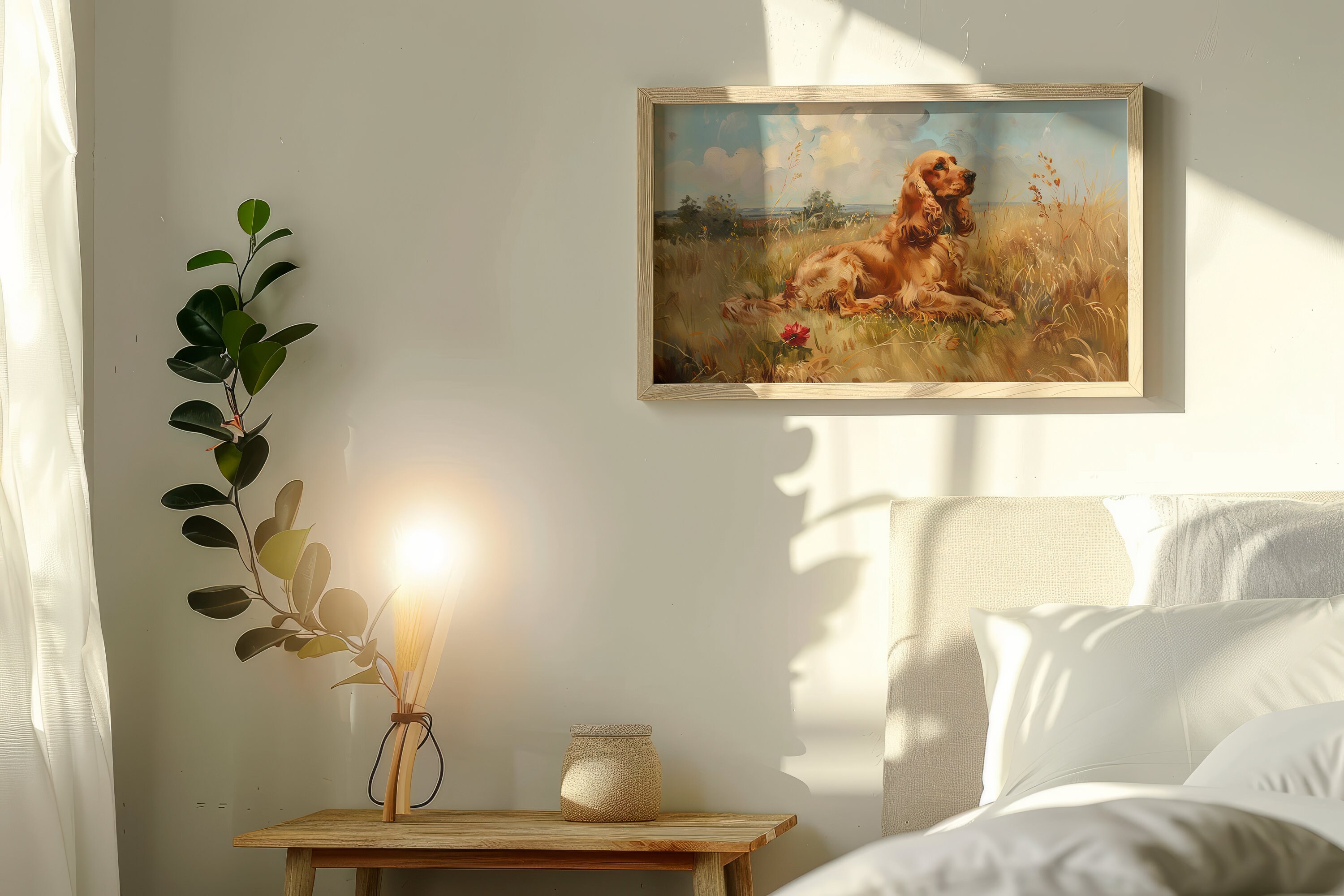 Vintage Cocker Spaniel Painting, Old Dog Print, Farmhouse Decor, Rustic ...