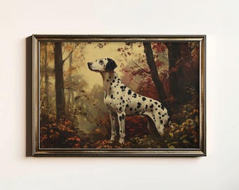 Lámina dálmata vintage, pintura rústica dálmata, decoración de pared dálmata antigua, regalo para amantes de los perros, descarga digital, arte mural imprimible