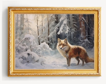 Vintage Red Fox Painting | Old Fox Print | Farmhouse Decor | Rustic Fine Art | Red Fox Lover Gift | Instant Download | Printable Wall Art