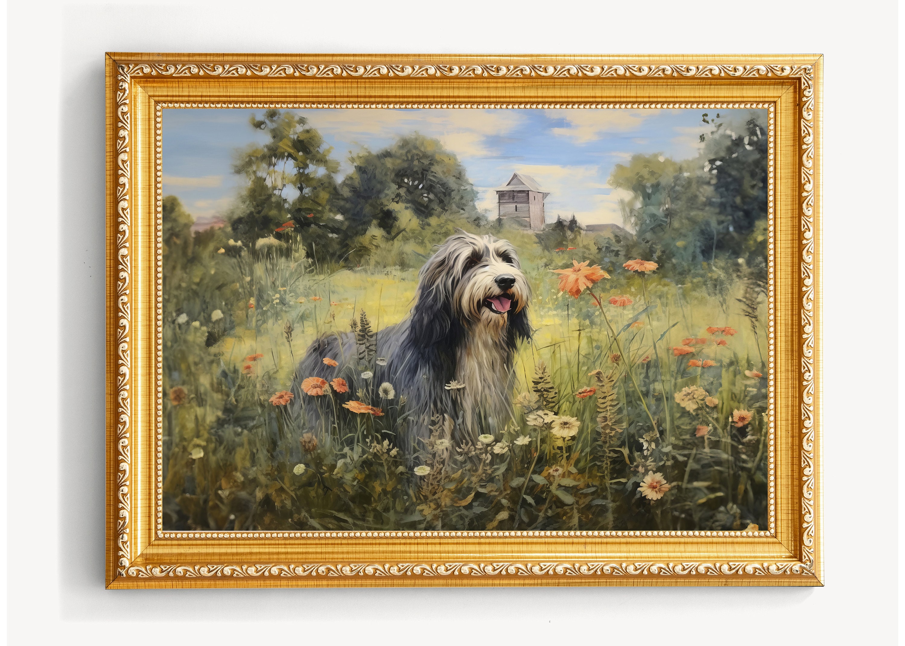 Bearded Collie Painting | Old Collie Print | Farmhouse Decor | Rustic Fine Art | Collie Lover Gift | Instant Download | Printable Wall Art