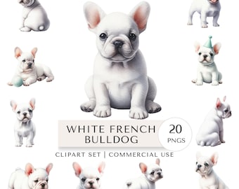 White French Bulldog Clipart Set | Pet Dog Frenchie Digital Stickers