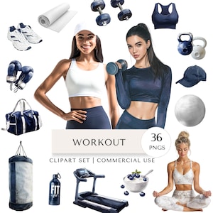 Conjunto de imágenes prediseñadas de entrenamiento / Pegatinas digitales de fitness