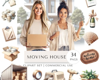 Moving House Clipart Set | New Home Digital Stickers