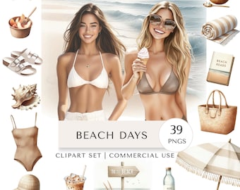 Strand Tage Clipart Set | Sommer Sticker