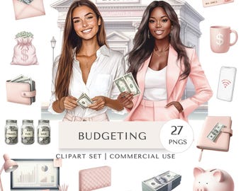 Budgeting Clipart Set | Finance Planning Digital Stickers
