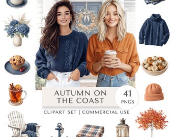 Autumn on the Coast Clipart Set | Coastal Fall PNG
