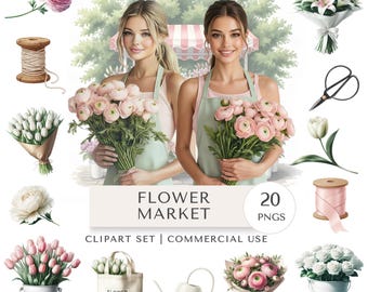 Flower Market Clipart Set | Floral Digital Stickers