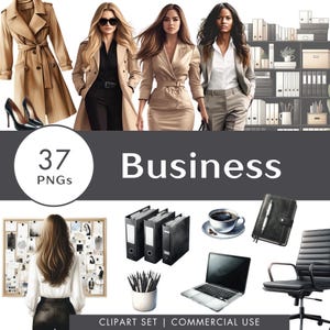 Conjunto de clipart empresarial Trabalho Aquarela Ilustração Adesivos digitais