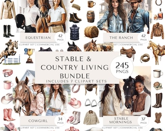 Stable & Country Living Clipart Bundle | Horses and Ranch Digital Stickers