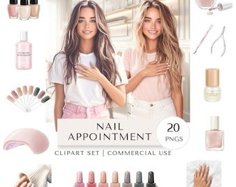 Nail Appointment Clipart Set | Beauty Digital Stickers