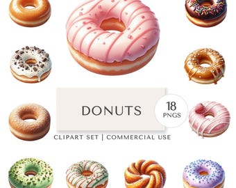 Donuts Clipart Set | Sweet Bakery Treats Digital Stickers