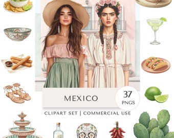 Mexico Clipart Set | Mexican Travel Digital Stickers