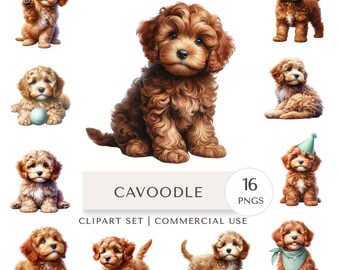 Cavoodle Clipart Set | Pet Dog Digital Stickers