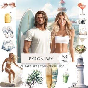 Byron Bay Clipart Set | Beach Lifestyle Digital Stickers