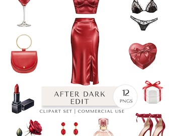 After Dark Edit Clipart Set |  Date Night Fashion Digital Stickers