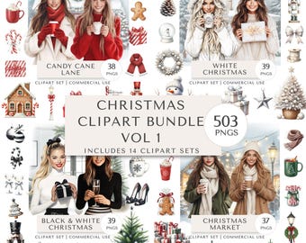 Christmas Clipart Bundle | Festive Holiday Digital Stickers