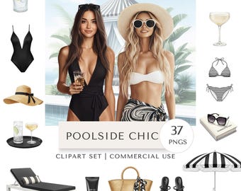 Poolside Chic Clipart Set | Summer Digital Stickers