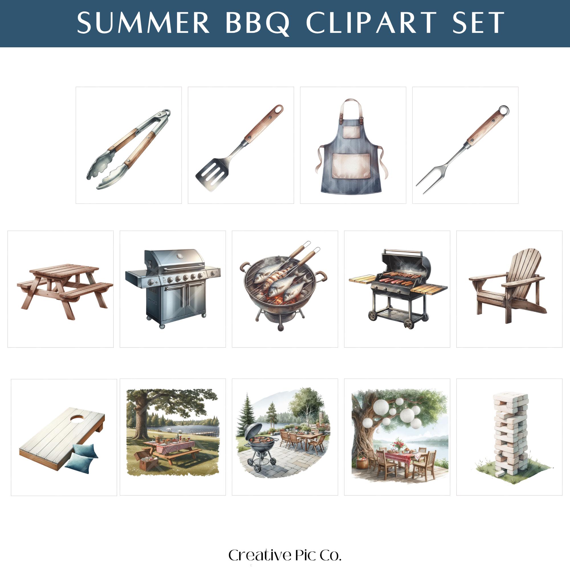 Summer BBQ Clipart Set | Food Digital Stickers - Etsy