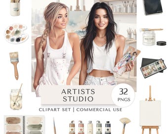 Artist Studio Clipart Set | Creative Art Digital Stickers