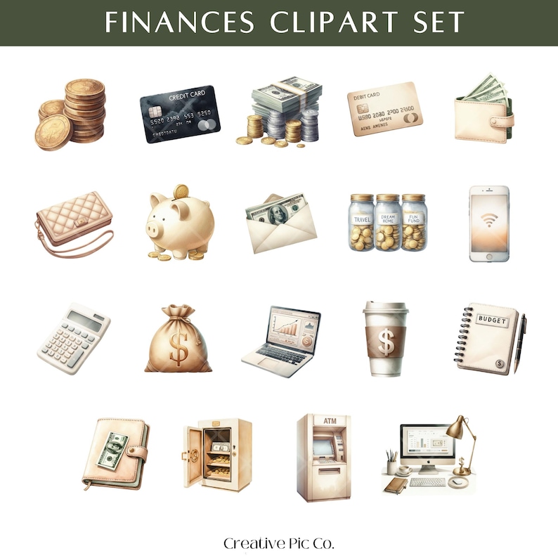 Finance Clipart Set | Money Management Digital Stickers image 4