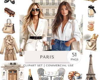 Paris Clipart-Set | Französische Reise Digitale Sticker