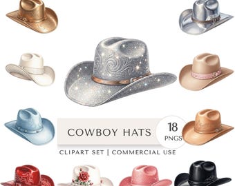 Cowboy Hats Clipart Set | Western Fashion Digital Stickers