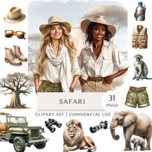 Safari Clipart Set | African Travel Digital Stickers