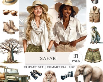 Safari Clipart Set | African Travel Digital Stickers
