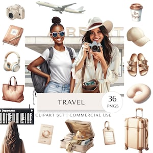 Travel Clipart Set | Wanderlust Digital Stickers