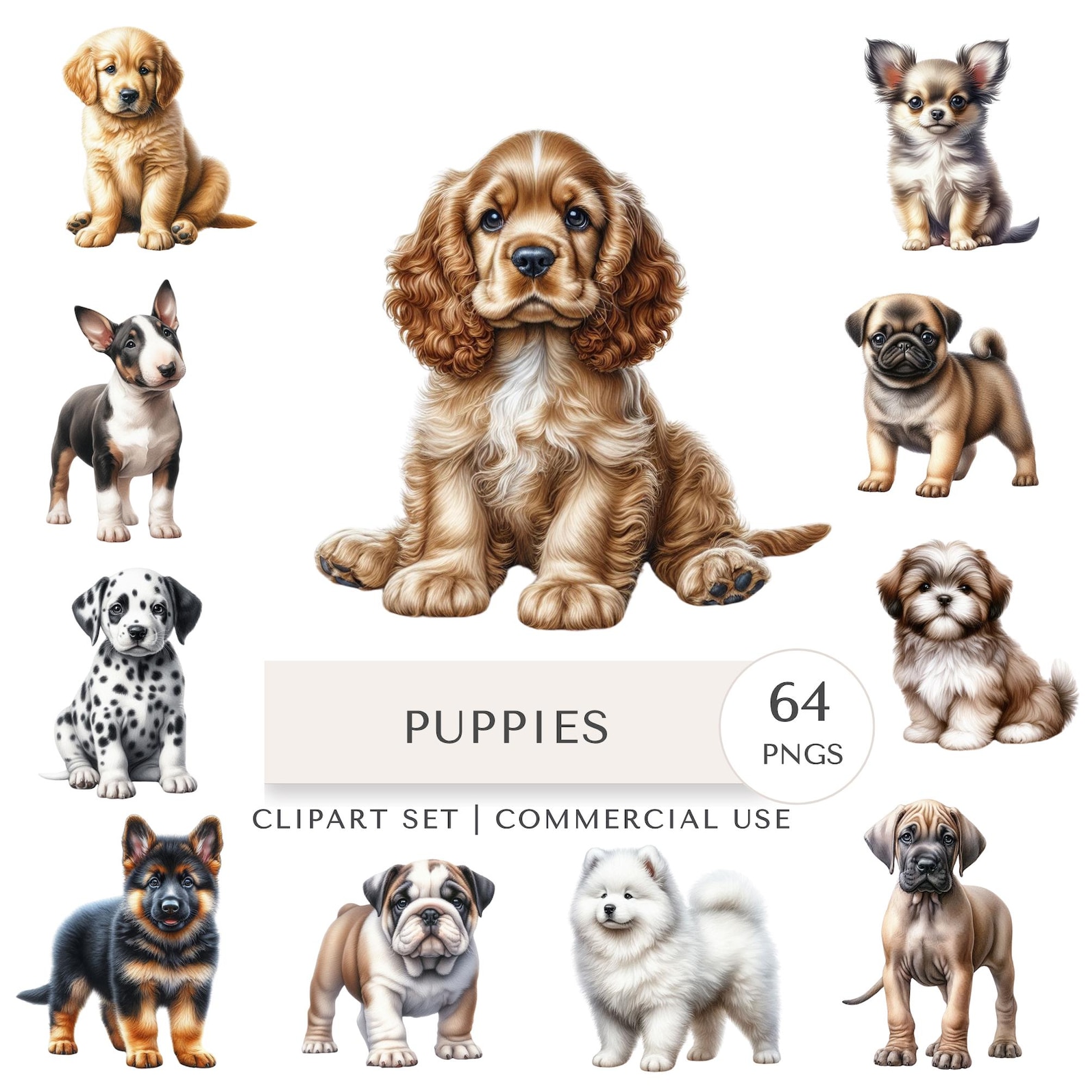 Puppy Clipart Set | Dog Breeds Digital Stickers - Etsy